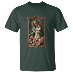 Marian Catholic Ave Maria T Shirt Blessed Mother Mary Hail Vintage Aesthetic TS09 Dark Forest Green Print Your Wear