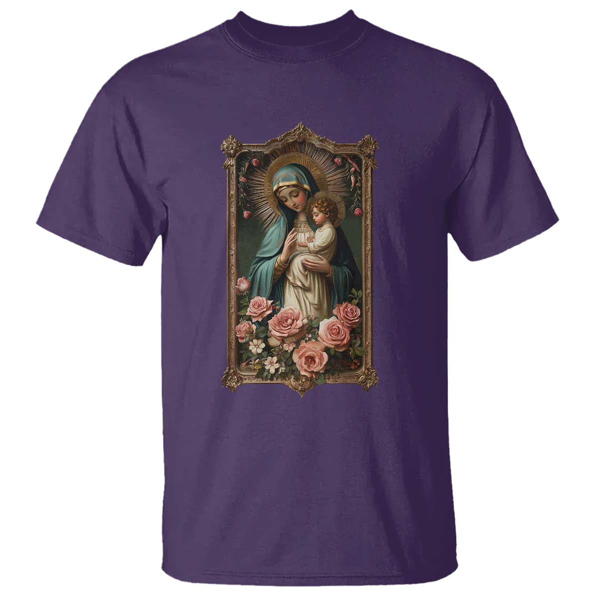 Marian Catholic Ave Maria T Shirt Blessed Mother Mary Hail Vintage Aesthetic TS09 Purple Print Your Wear