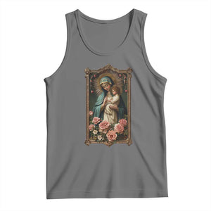 Marian Catholic Ave Maria Tank Top Blessed Mother Mary Hail Vintage Aesthetic TS09 Black Heather Print Your Wear