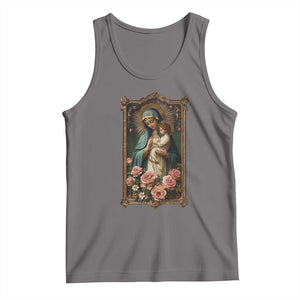 Marian Catholic Ave Maria Tank Top Blessed Mother Mary Hail Vintage Aesthetic TS09 Deep Heather Print Your Wear
