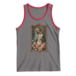 Marian Catholic Ave Maria Tank Top Blessed Mother Mary Hail Vintage Aesthetic TS09 Deep Heather Red Print Your Wear