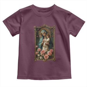 Marian Catholic Ave Maria Toddler T Shirt Blessed Mother Mary Hail Vintage Aesthetic TS09 Maroon Print Your Wear