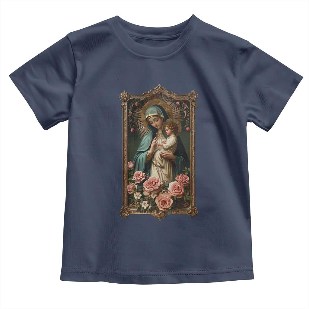 Marian Catholic Ave Maria Toddler T Shirt Blessed Mother Mary Hail Vintage Aesthetic TS09 Navy Print Your Wear