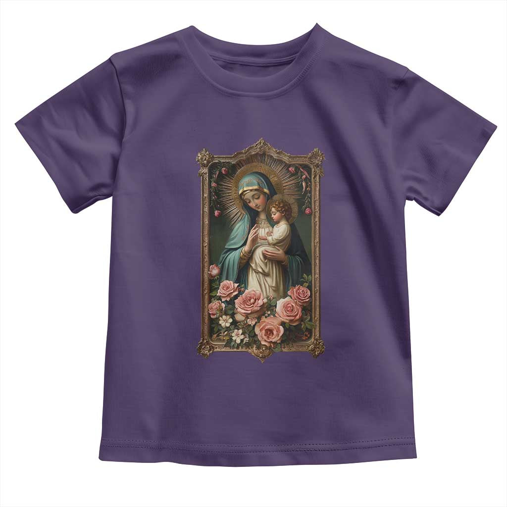 Marian Catholic Ave Maria Toddler T Shirt Blessed Mother Mary Hail Vintage Aesthetic TS09 Purple Print Your Wear