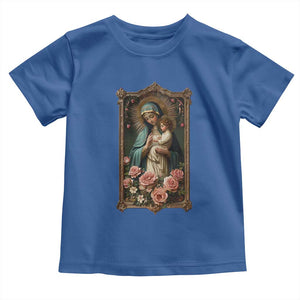 Marian Catholic Ave Maria Toddler T Shirt Blessed Mother Mary Hail Vintage Aesthetic TS09 Royal Blue Print Your Wear