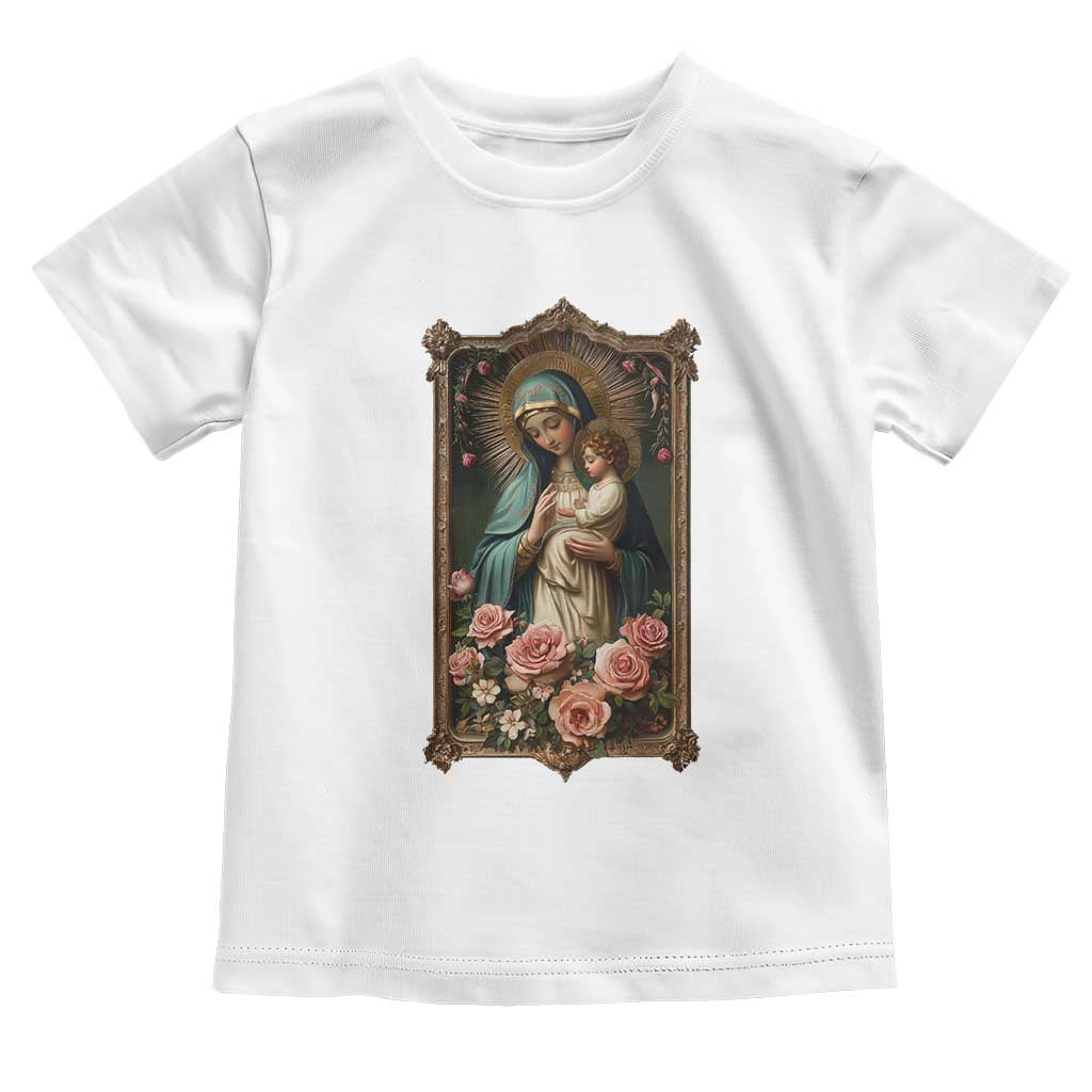 Marian Catholic Ave Maria Toddler T Shirt Blessed Mother Mary Hail Vintage Aesthetic TS09 White Print Your Wear
