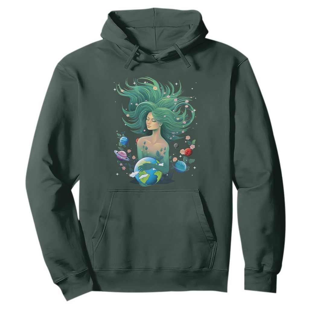 Earth Day Hoodie Mother Earth Gaia Goddess Of Nature Planet TS09 Dark Forest Green Printyourwear