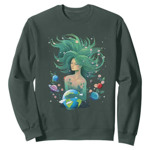 Earth Day Sweatshirt Mother Earth Gaia Goddess Of Nature Planet TS09 Dark Forest Green Printyourwear