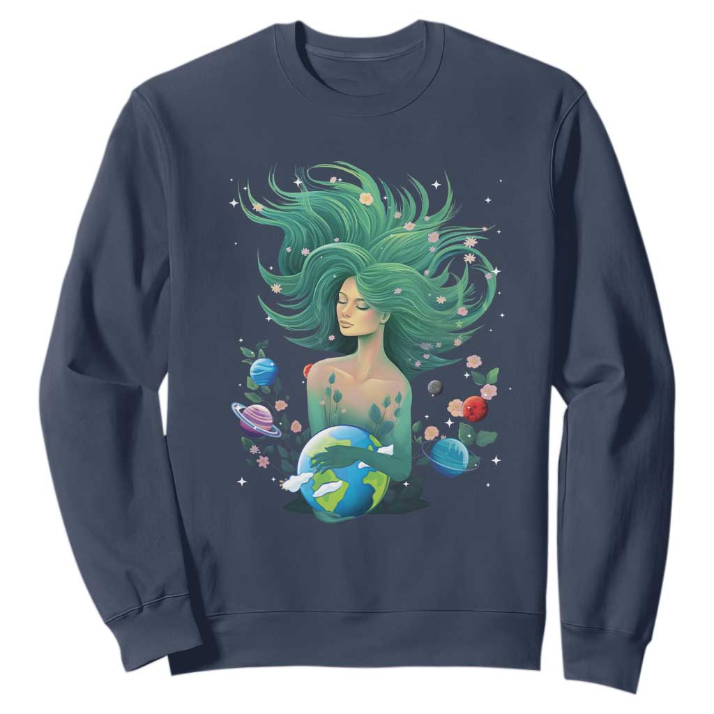 Earth Day Sweatshirt Mother Earth Gaia Goddess Of Nature Planet TS09 Navy Printyourwear