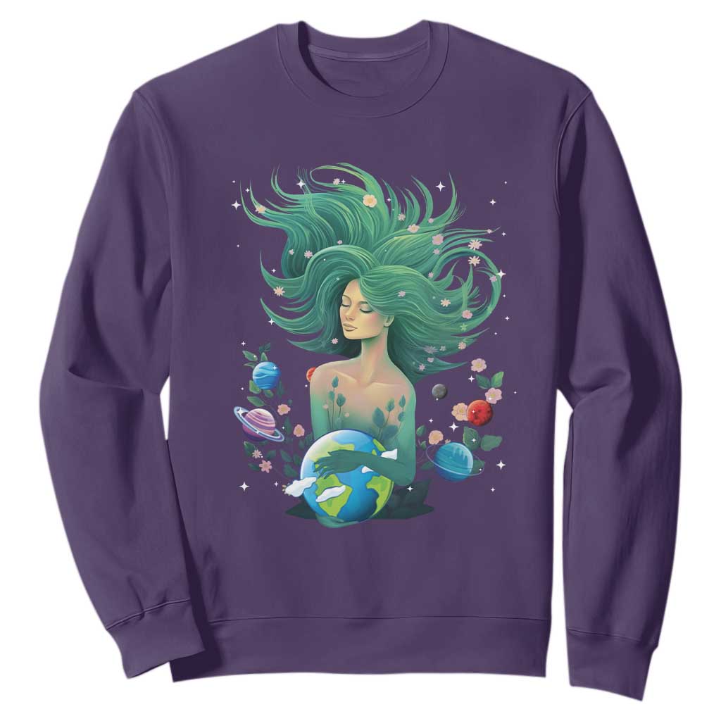 Earth Day Sweatshirt Mother Earth Gaia Goddess Of Nature Planet TS09 Purple Printyourwear