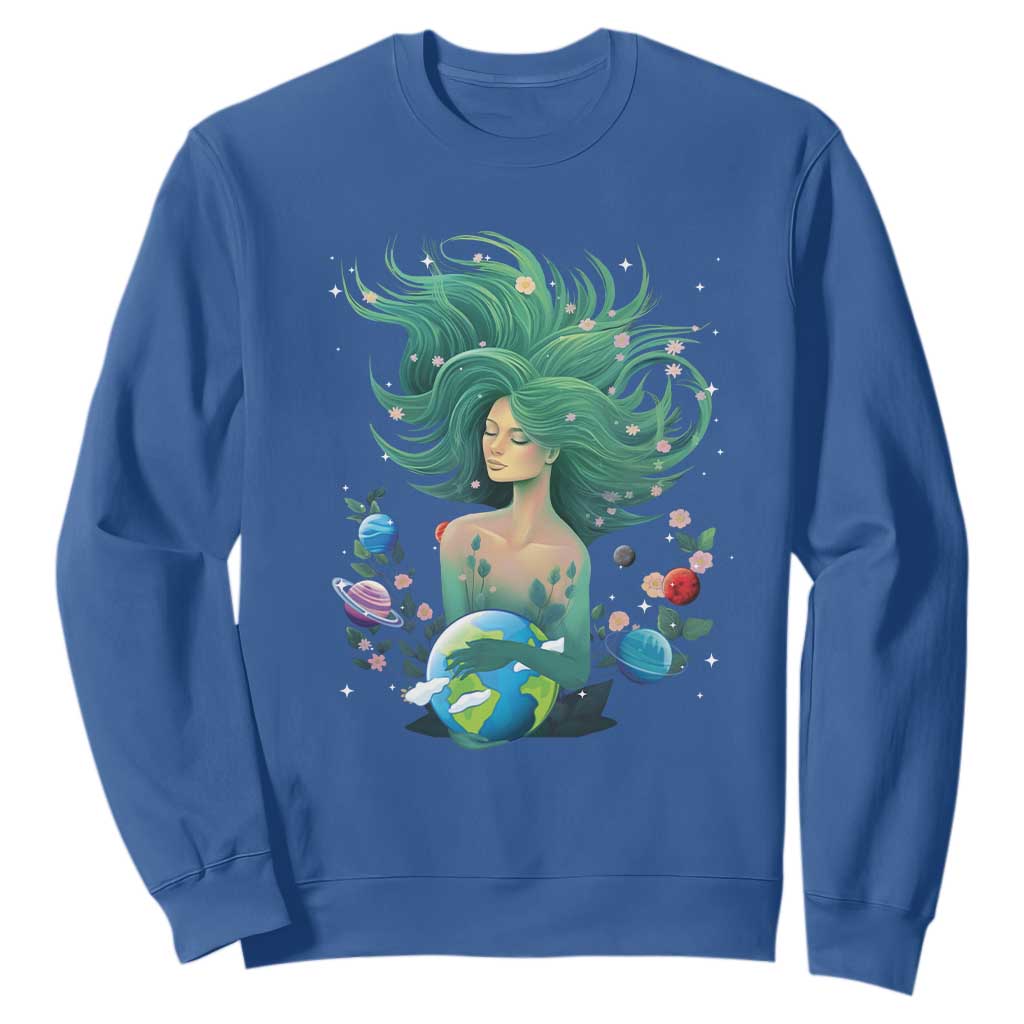 Earth Day Sweatshirt Mother Earth Gaia Goddess Of Nature Planet TS09 Royal Blue Printyourwear