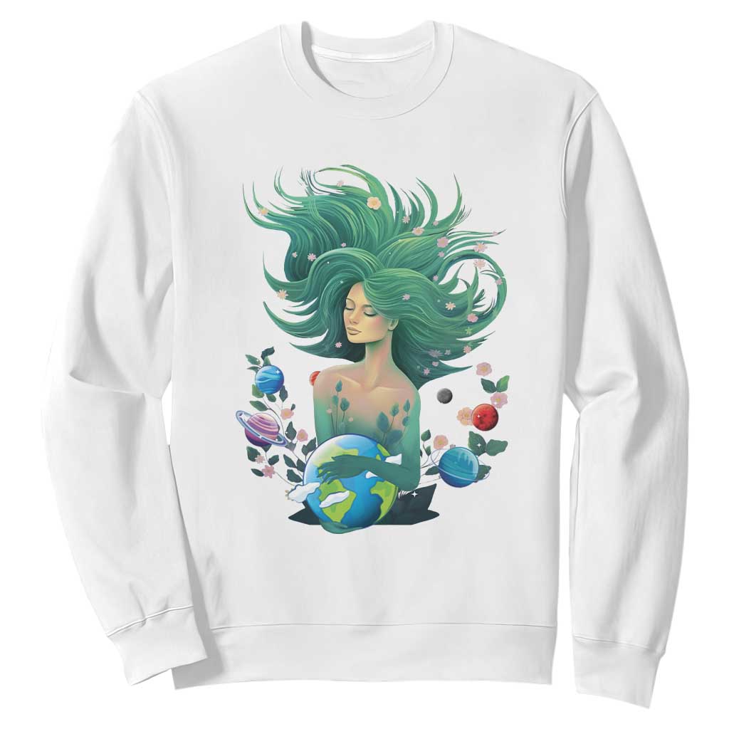 Earth Day Sweatshirt Mother Earth Gaia Goddess Of Nature Planet TS09 White Printyourwear