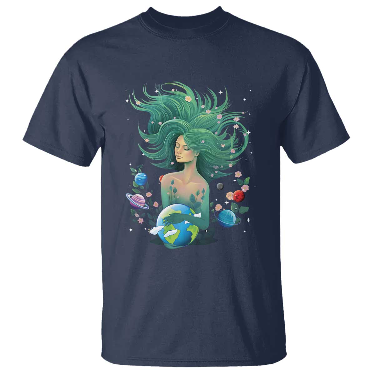 Earth Day T Shirt Mother Earth Gaia Goddess Of Nature Planet TS09 Navy Printyourwear