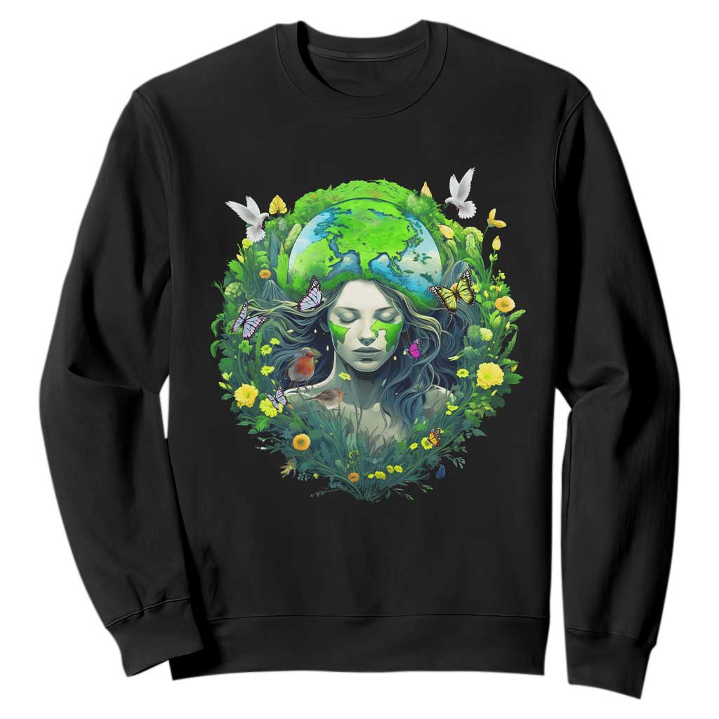 Earth Day Sweatshirt Mother Earth Gaia Goddess Of Nature TS09 Black Printyourwear