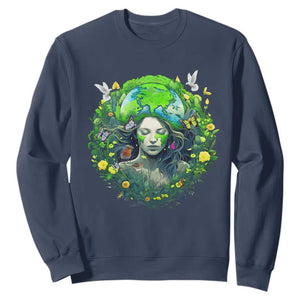 Earth Day Sweatshirt Mother Earth Gaia Goddess Of Nature TS09 Navy Printyourwear