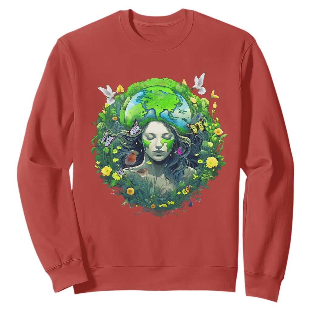 Earth Day Sweatshirt Mother Earth Gaia Goddess Of Nature TS09 Red Printyourwear