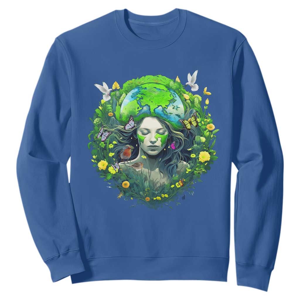 Earth Day Sweatshirt Mother Earth Gaia Goddess Of Nature TS09 Royal Blue Printyourwear