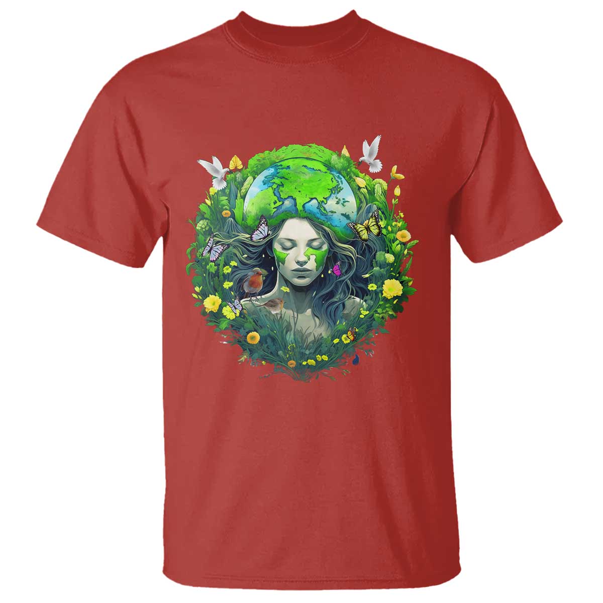 Earth Day T Shirt Mother Earth Gaia Goddess Of Nature TS09 Red Printyourwear