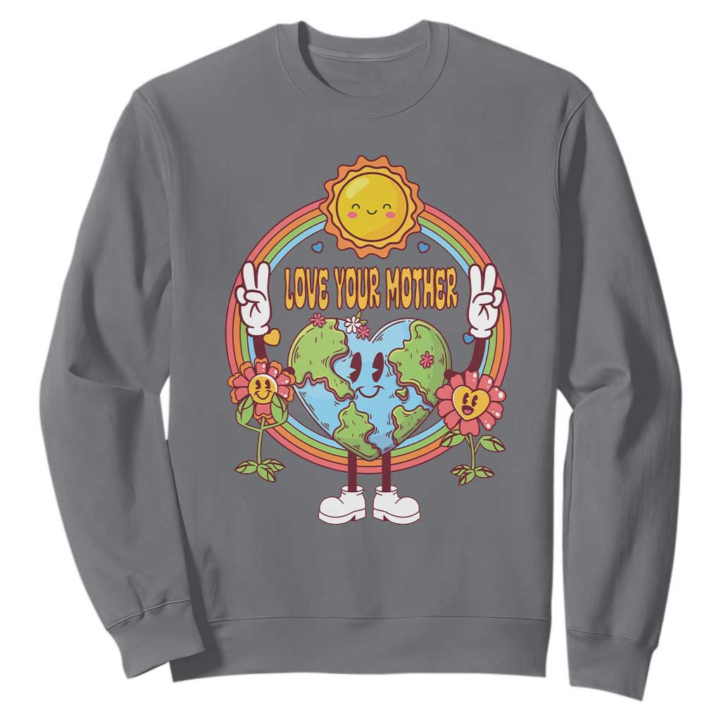 Earth Day Sweatshirt Love Your Mother Earth Retro TS09 Charcoal Printyourwear