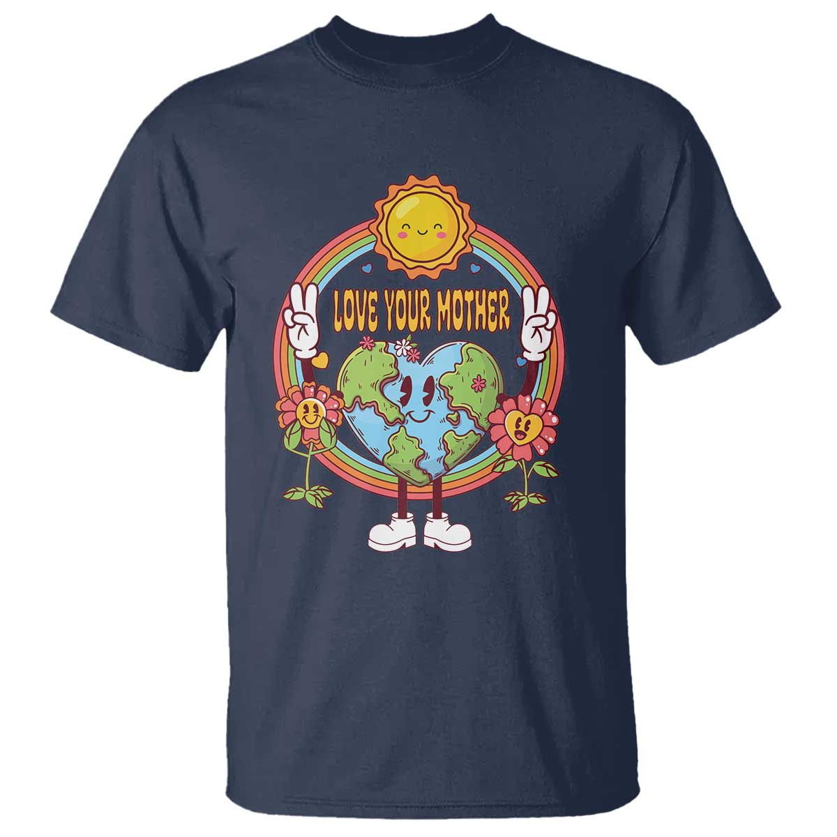 Earth Day T Shirt Love Your Mother Earth Retro TS09 Navy Printyourwear