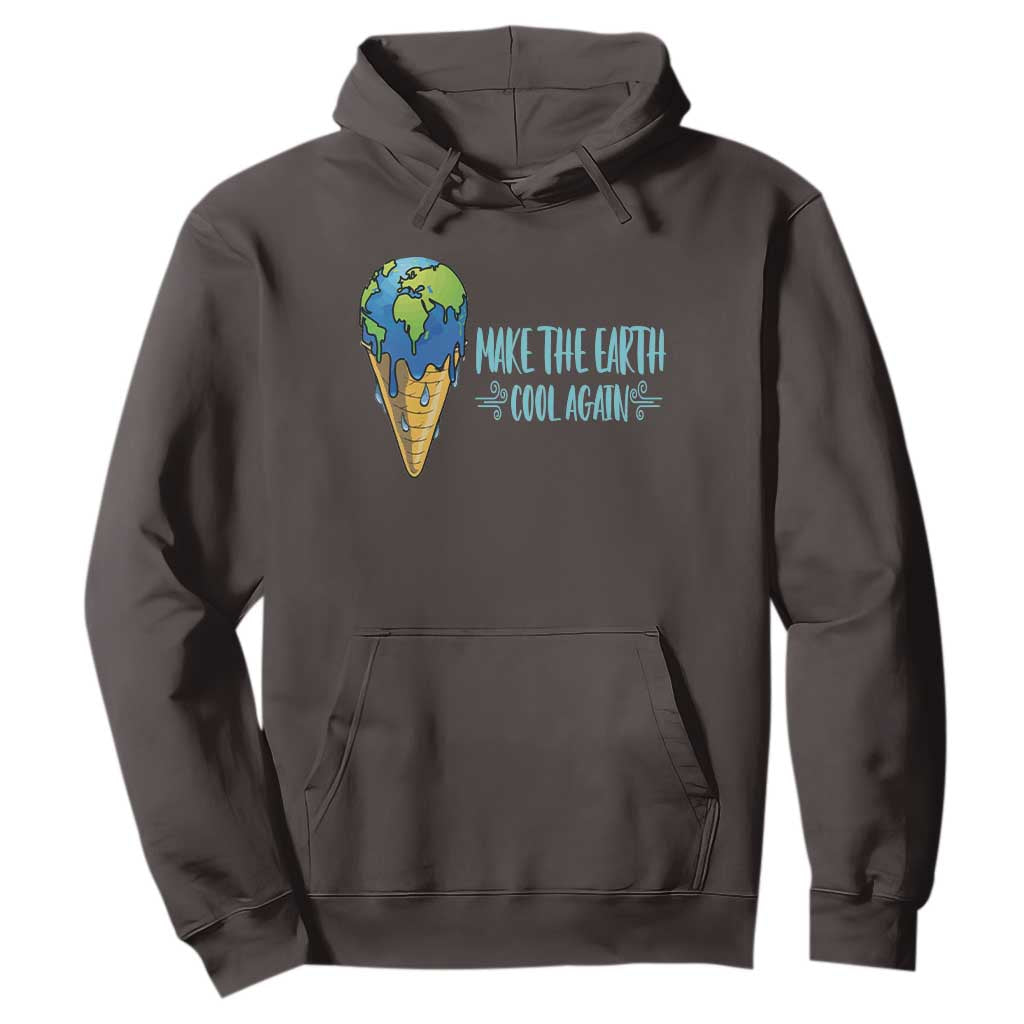 Earth Day Hoodie Make The Earth Cool Again Funny Melting Ice Cream TS09 Dark Chocolate Printyourwear