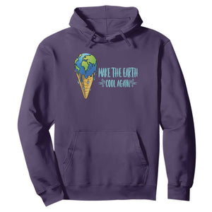 Earth Day Hoodie Make The Earth Cool Again Funny Melting Ice Cream TS09 Purple Printyourwear