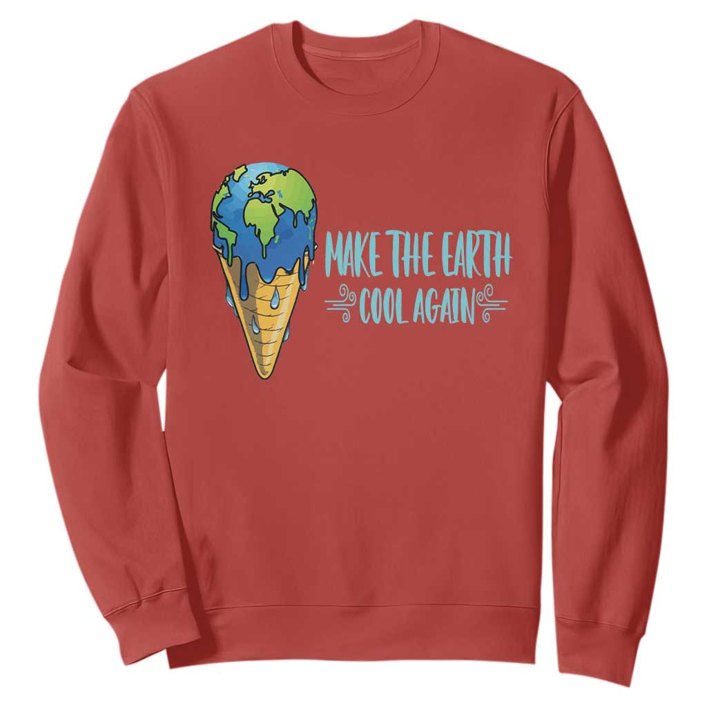 Earth Day Sweatshirt Make The Earth Cool Again Funny Melting Ice Cream TS09 Red Printyourwear