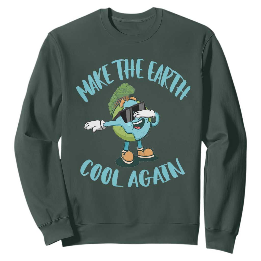 Earth Day Sweatshirt Make The Earth Cool Again Dabbing Kids Boys TS09 Dark Forest Green Printyourwear