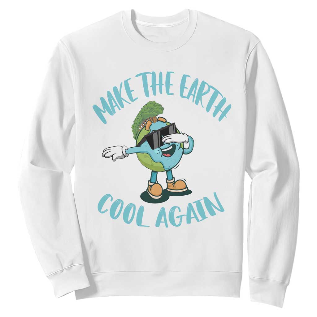 Earth Day Sweatshirt Make The Earth Cool Again Dabbing Kids Boys TS09 White Printyourwear