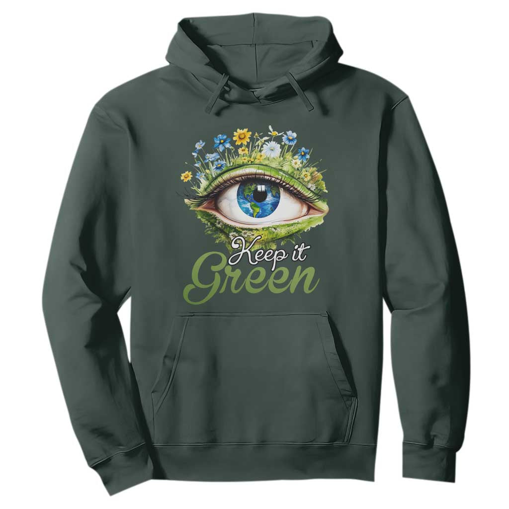 Earth Day Keep It Green Aesthetic Eye Hoodie TS09 Dark Forest Green Printyourwear