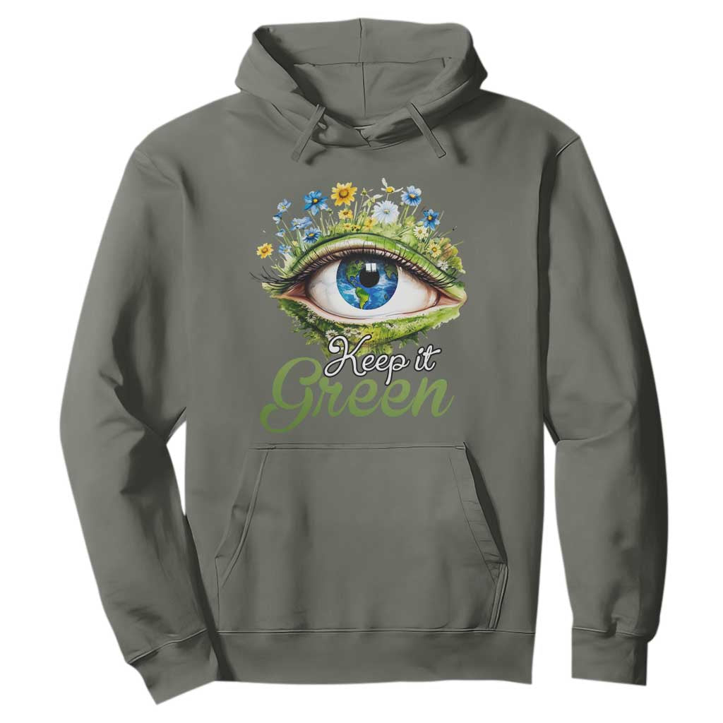Earth Day Keep It Green Aesthetic Eye Hoodie TS09 Military Green Printyourwear