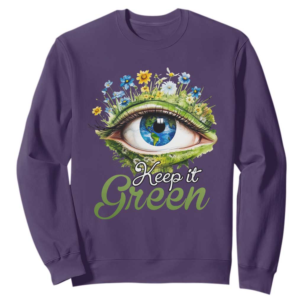 Earth Day Keep It Green Aesthetic Eye Sweatshirt TS09 Purple Printyourwear