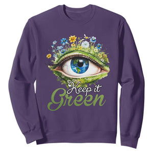 Earth Day Keep It Green Aesthetic Eye Sweatshirt TS09 Purple Printyourwear