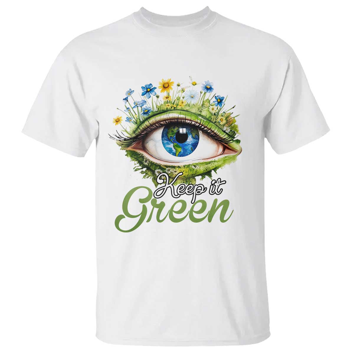 Earth Day Keep It Green Aesthetic Eye T Shirt TS09 White Printyourwear