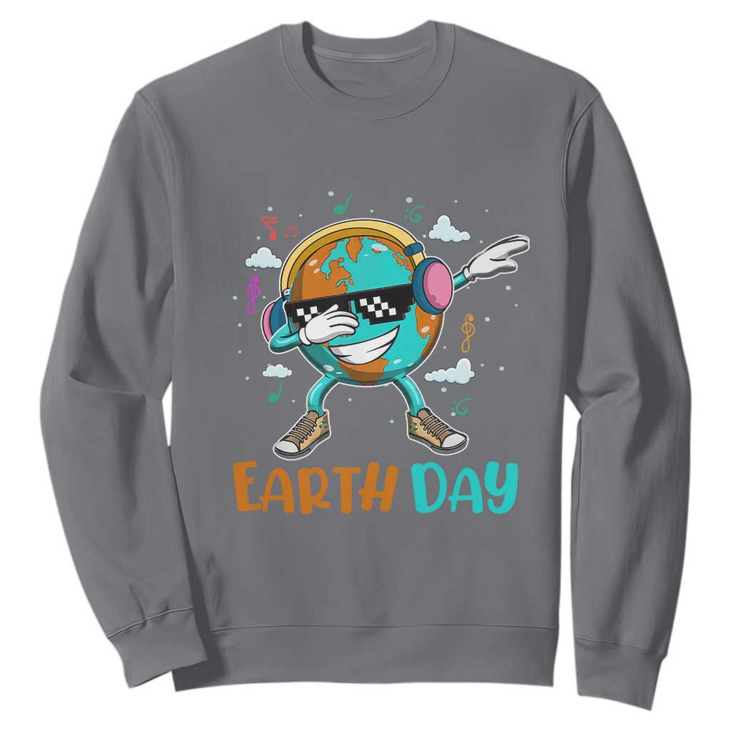 Earth Day Funny Cool Dabbing Planet Kids Boys Sweatshirt TS09 Charcoal Printyourwear