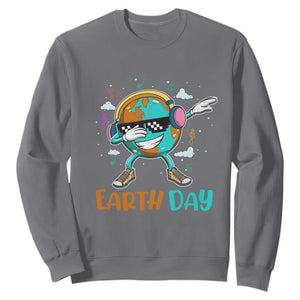 Earth Day Funny Cool Dabbing Planet Kids Boys Sweatshirt TS09 Charcoal Printyourwear