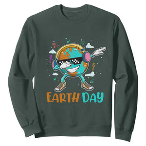 Earth Day Funny Cool Dabbing Planet Kids Boys Sweatshirt TS09 Dark Forest Green Printyourwear