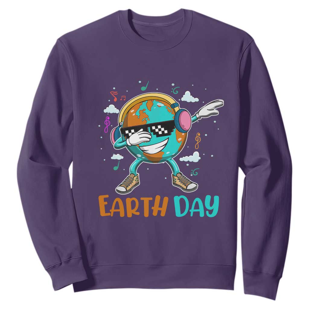 Earth Day Funny Cool Dabbing Planet Kids Boys Sweatshirt TS09 Purple Printyourwear