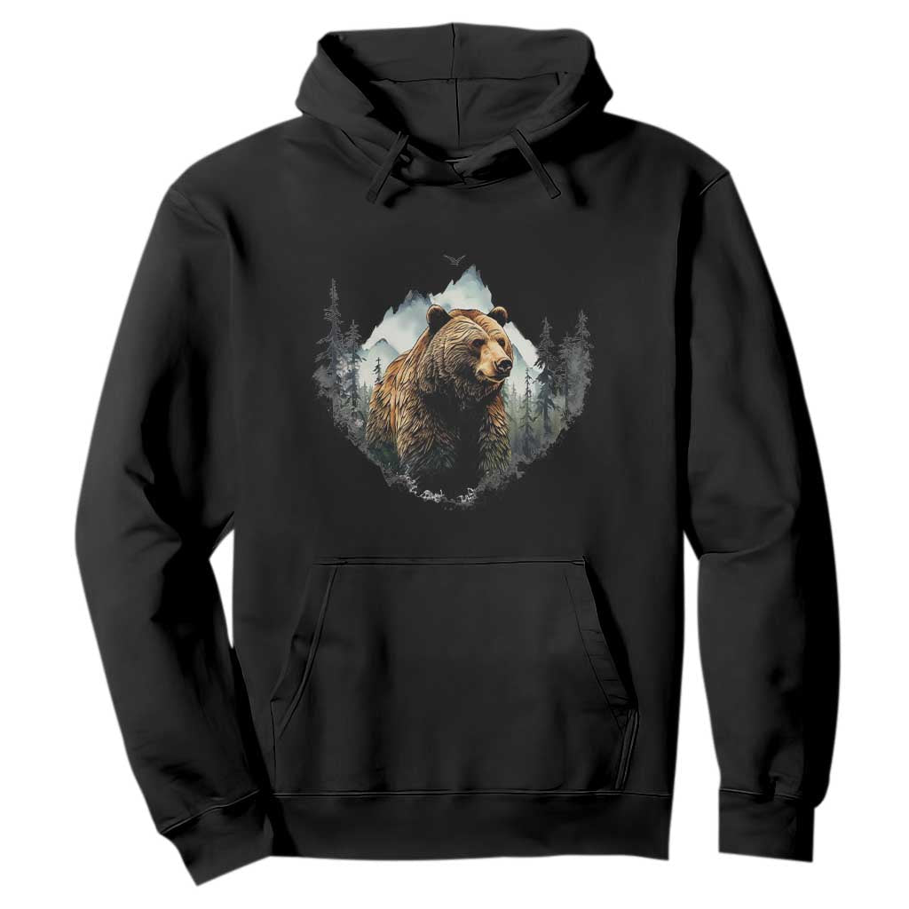 Nature Lover Hoodie Bear Wildlife Outdoor Mountains Forest Earth Day TS09 Black Printyourwear