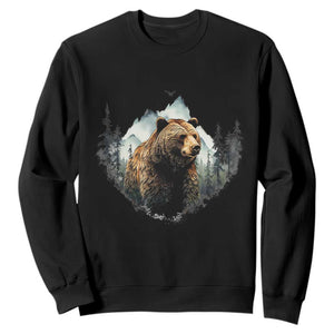 Nature Lover Sweatshirt Bear Wildlife Outdoor Mountains Forest Earth Day TS09 Black Printyourwear