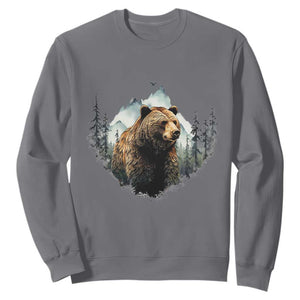 Nature Lover Sweatshirt Bear Wildlife Outdoor Mountains Forest Earth Day TS09 Charcoal Printyourwear