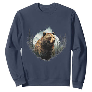 Nature Lover Sweatshirt Bear Wildlife Outdoor Mountains Forest Earth Day TS09 Navy Printyourwear