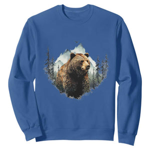 Nature Lover Sweatshirt Bear Wildlife Outdoor Mountains Forest Earth Day TS09 Royal Blue Printyourwear