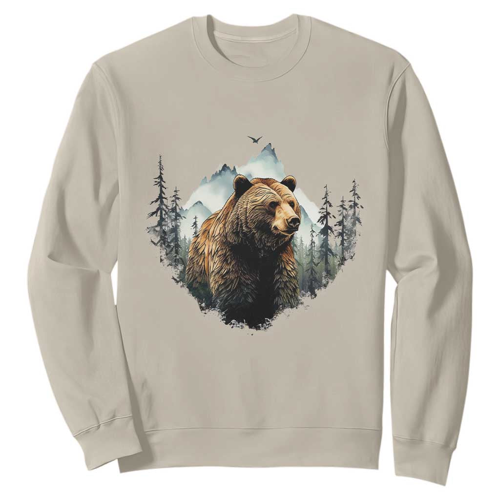 Nature Lover Sweatshirt Bear Wildlife Outdoor Mountains Forest Earth Day TS09 Sand Printyourwear