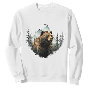 Nature Lover Sweatshirt Bear Wildlife Outdoor Mountains Forest Earth Day TS09 White Printyourwear