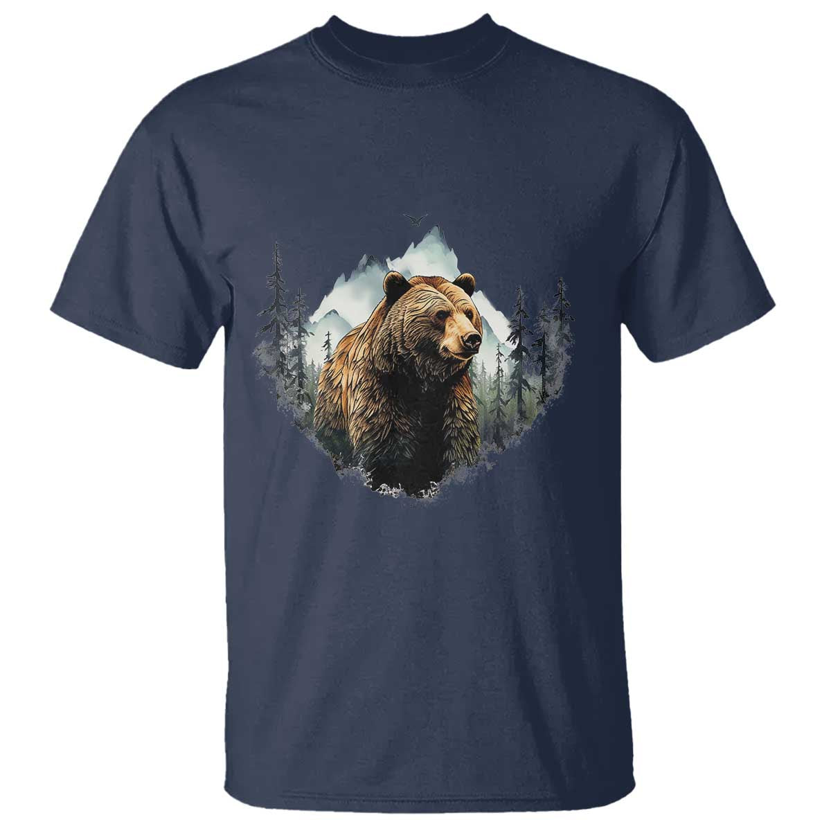 Nature Lover T Shirt Bear Wildlife Outdoor Mountains Forest Earth Day TS09 Navy Printyourwear