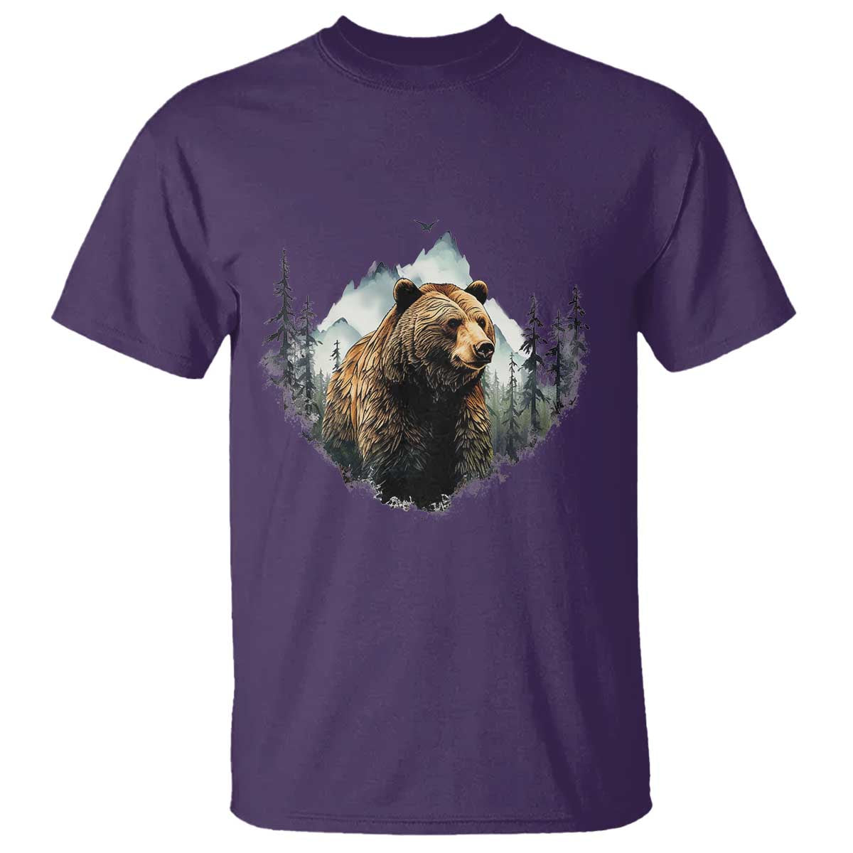 Nature Lover T Shirt Bear Wildlife Outdoor Mountains Forest Earth Day TS09 Purple Printyourwear