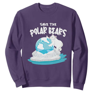 Earth Day Sweatshirt Save The Polar Bears Climate Awareness TS09 Purple Printyourwear