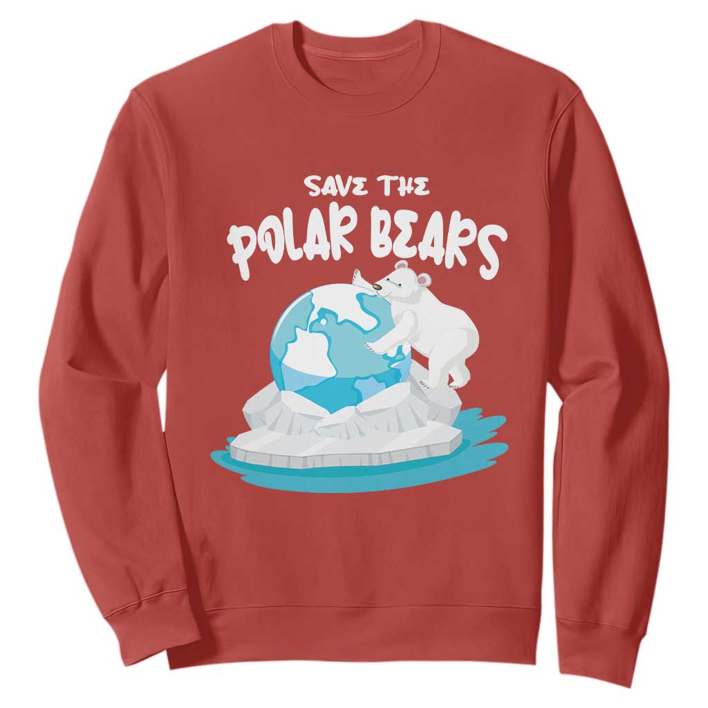 Earth Day Sweatshirt Save The Polar Bears Climate Awareness TS09 Red Printyourwear