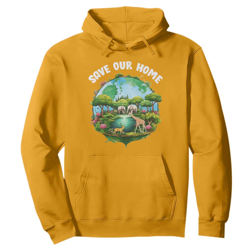 Earth Day Hoodie Save Our Home Animals Wildlife Nature Lover TS09 Gold Printyourwear